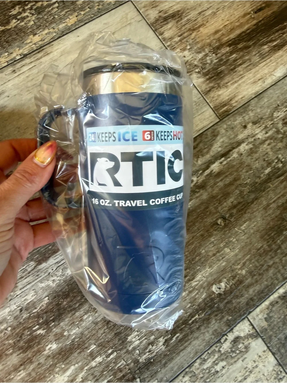 2 for $30 sale: NIB blue RTIC 16 oz Travel Coffee Cup, a double-wall vacuum-insu